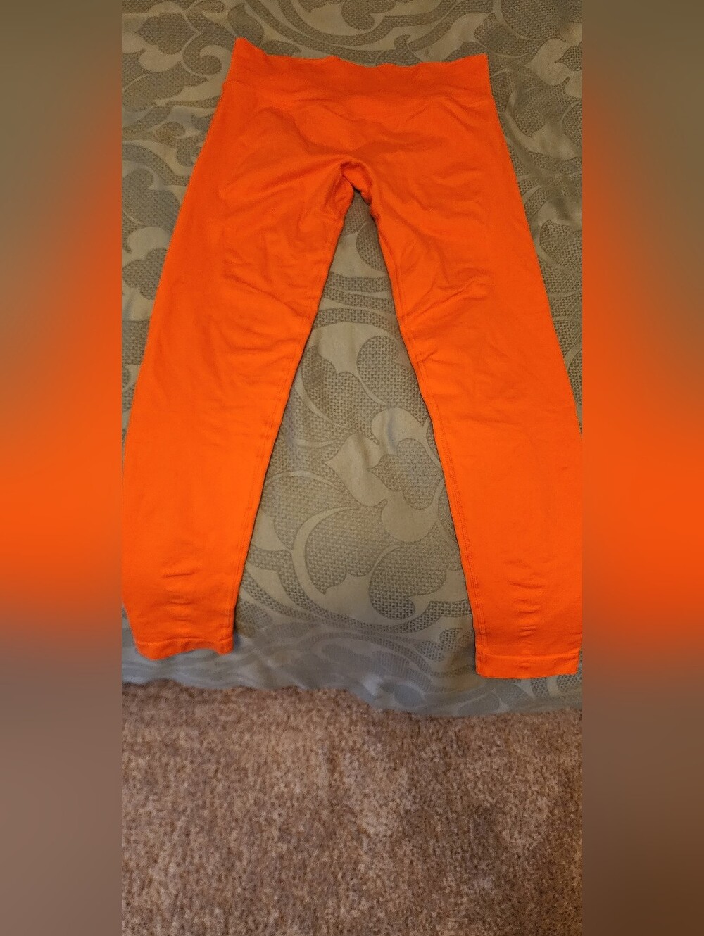 Ryderwear Orange Ribbed High-Waist Active Leggings